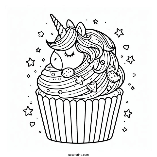 Unicorn Themed Cupcake