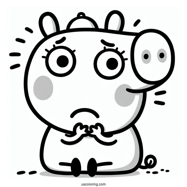 Concerned George Pig Coloring Page