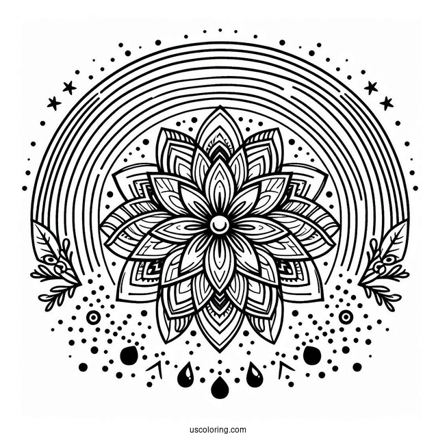 Rainbow Coloring Page Flower Mandala