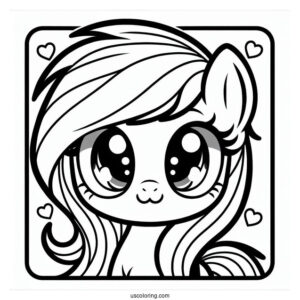 Cute Chibi Rainbow Dash Coloring Page With Heart Eyes For Preschoolers