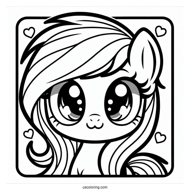 Cute Chibi Rainbow Dash Coloring Page With Heart Eyes For Preschoolers