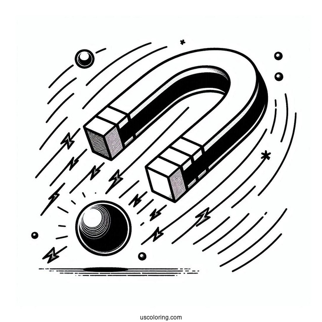 Science Coloring Page Of Magnet Showing Magnetic Force