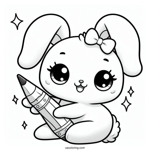 Sunny Bunnies Coloring Page Of Shiny Holding A Pencil