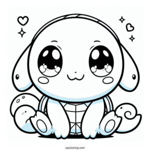 Kawaii Squirtle Coloring Page For Kids