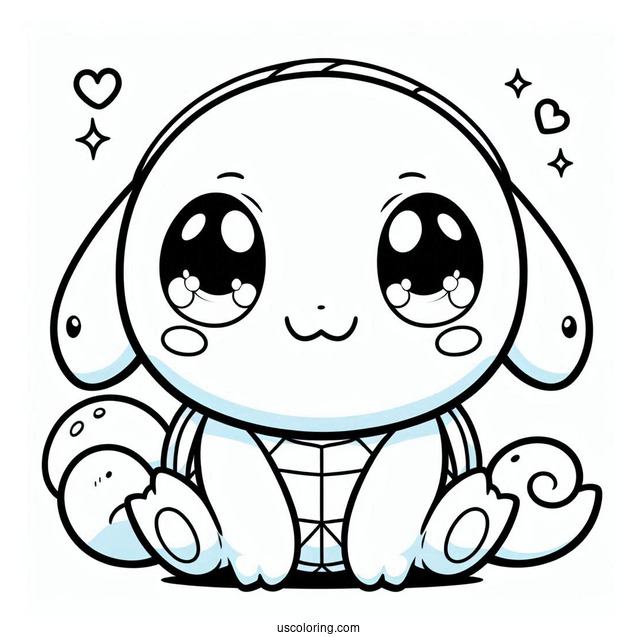 Kawaii Squirtle Coloring Page For Kids