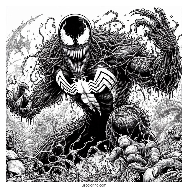 Realistic Carnage Coloring Page In Battle