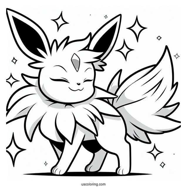 Jolteon Coloring Page Smiling At Sylveon For Kids