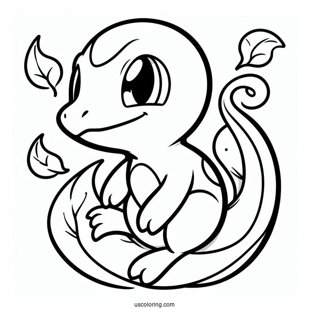Simple Charmeleon Outline Coloring In For Preschoolers