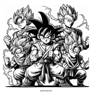 Detailed Dragon Ball Z Art With Iconic Characters To Color