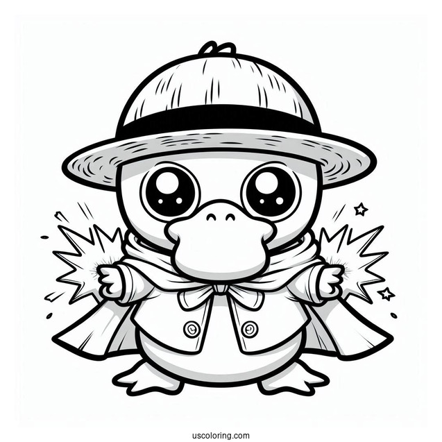 Psyduck Coloring Page Cosplaying As Luffy