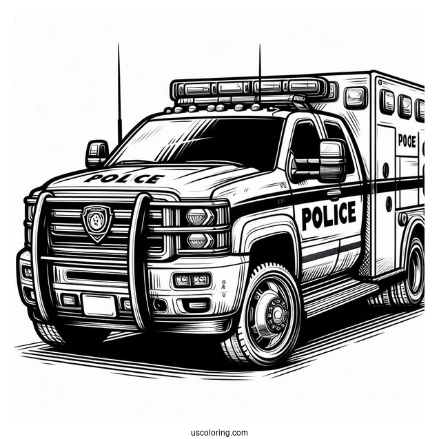 Police Truck Coloring Picture