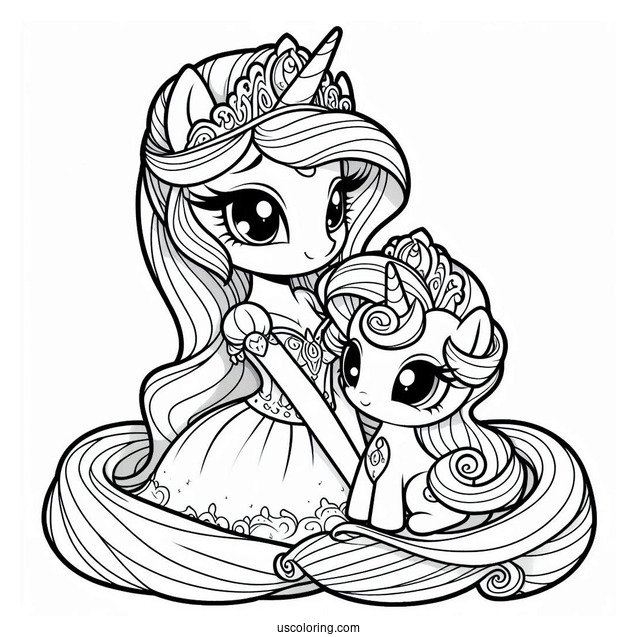 Princess Moonlove With Baby Rarity Coloring Page