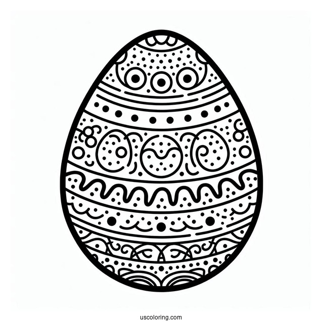 Polka Dots And Curvy Lines Easter Egg Design For Preschoolers