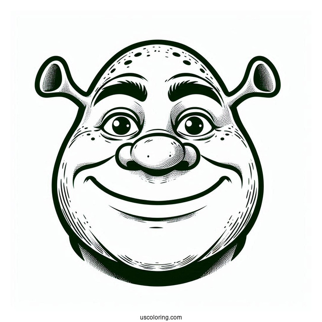 Shrek Face Coloring Page For Kids