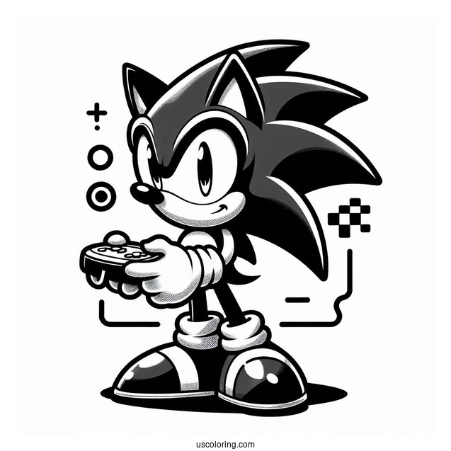 2D Retro Sonic Coloring Page