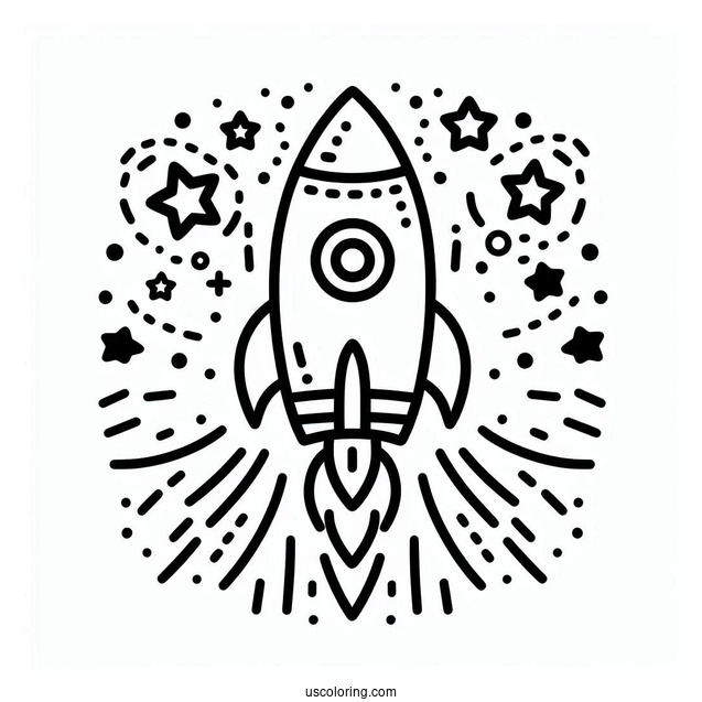 Easy Outline Of a Rocket To Color For Preschoolers