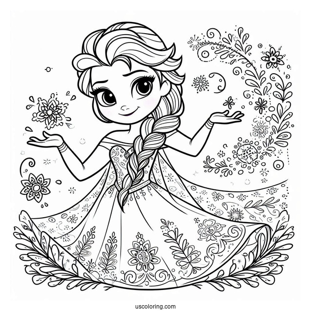 Easy Elsa Coloring Sheet For Young Kids
