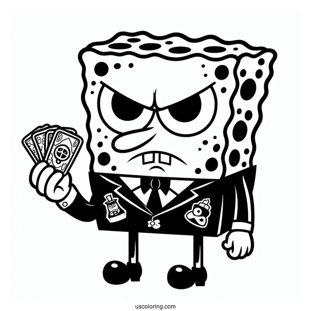 SpongeBob Coloring Page Of Evil Blackjack For Kids