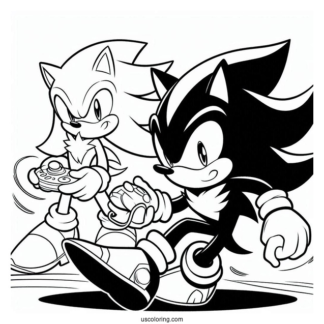 Shadow Coloring Page And Sonic Playing Side By Side