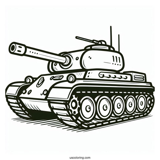 Easy Military Tank Outline for Preschoolers