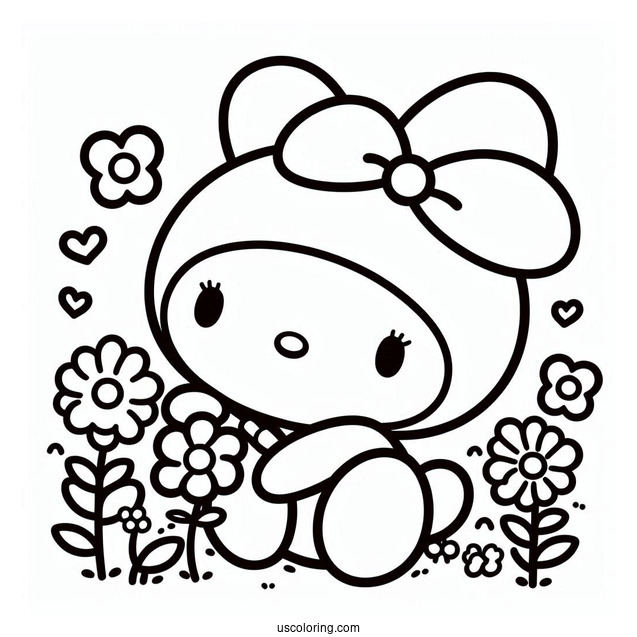 Sanrio Coloring Pages Of My Melody Picking Flowers