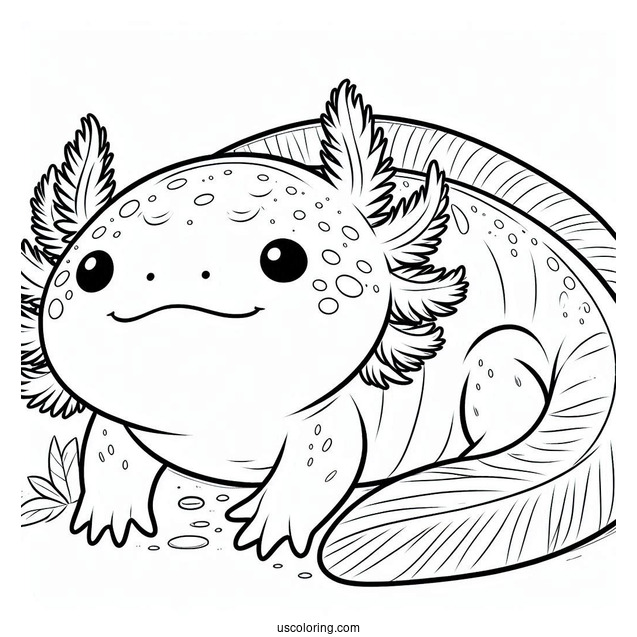 Chubby Axolotl Coloring Page Sitting
