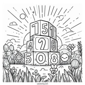Numberblocks Coloring Page 1 to 10 Standing In Field