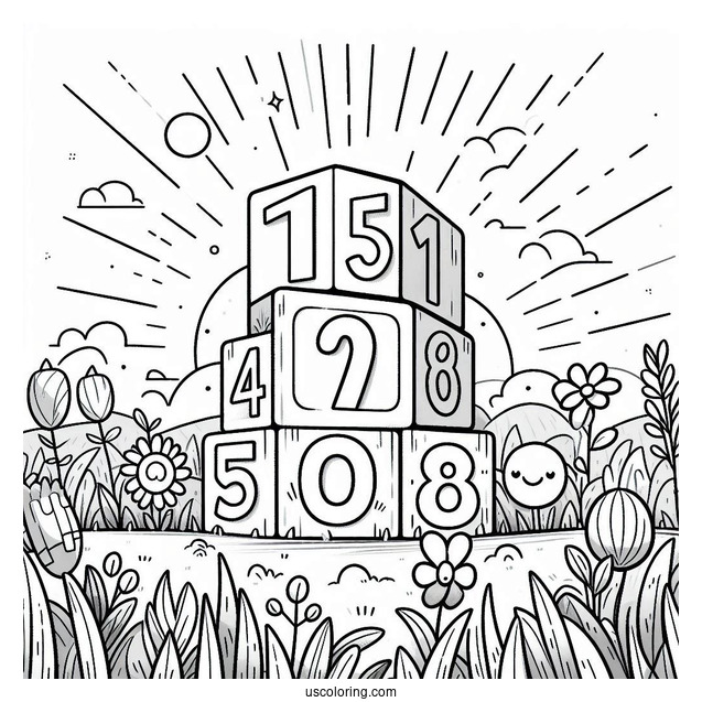 Numberblocks Coloring Page 1 to 10 Standing In Field