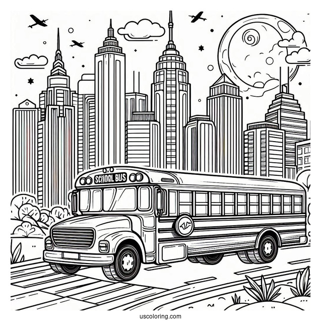 Modern School Bus Coloring Page
