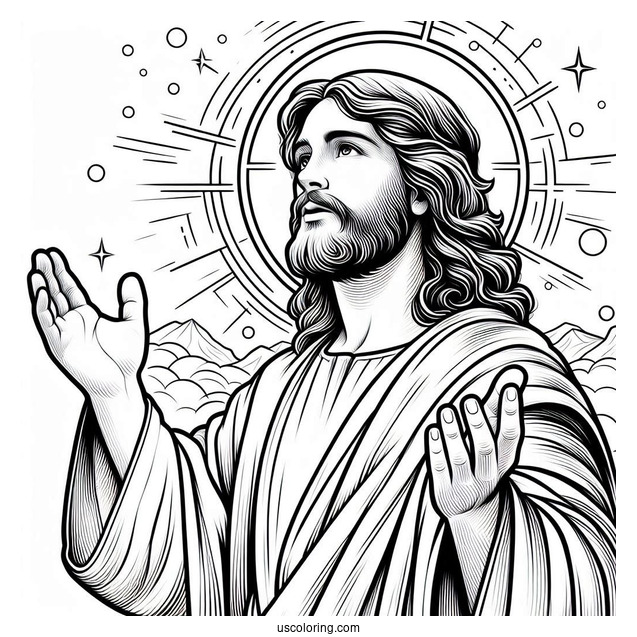 Easy 3D Jesus Coloring Page Text
