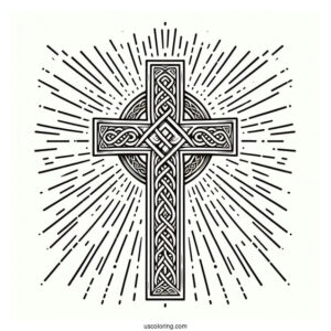 Celtic Cross With Beams From Heaven Coloring