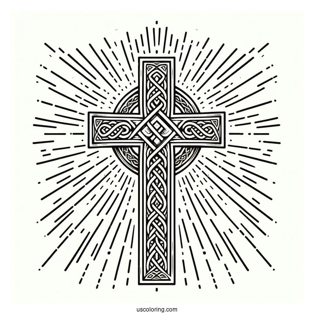 Celtic Cross With Beams From Heaven Coloring