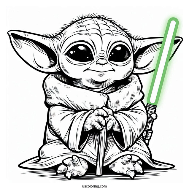 Detailed Baby Yoda Coloring Sheet