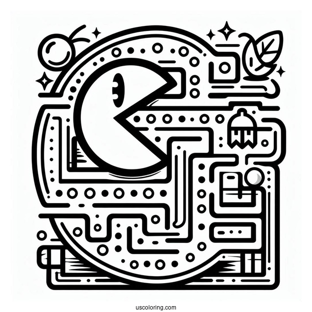 Retro Pac-Man Coloring Page Game View