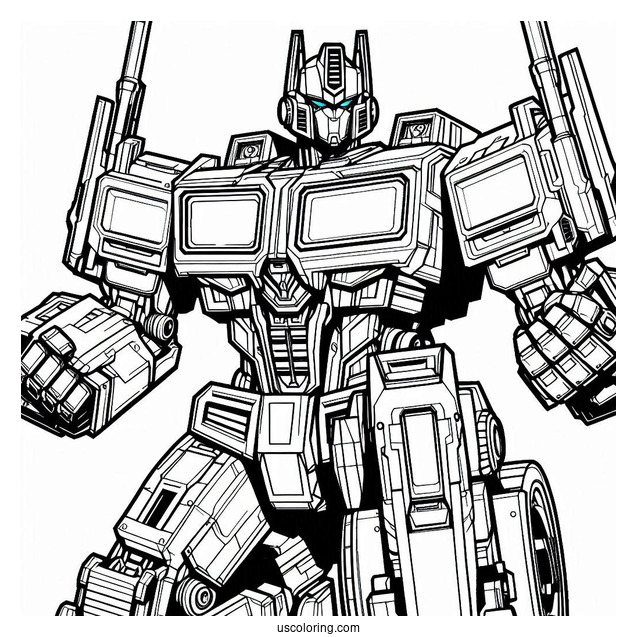 Simple Optimus Prime Coloring Page Outline