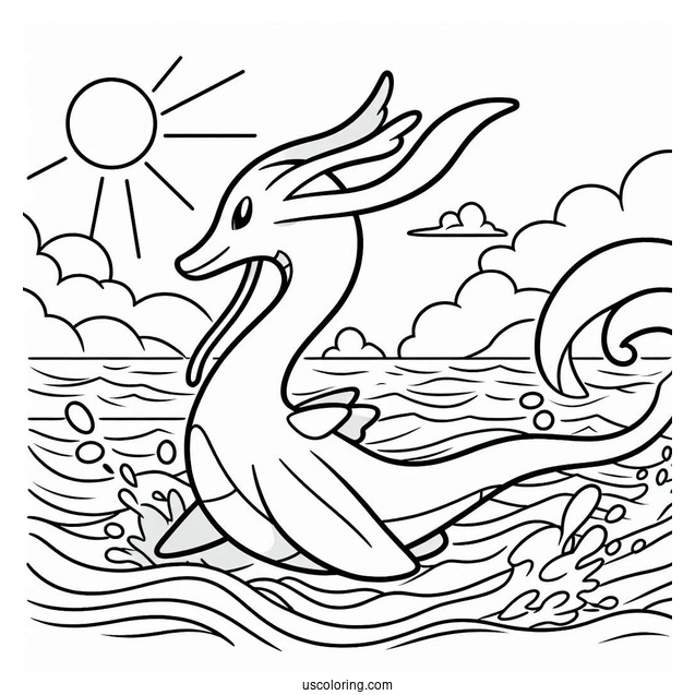 Milotic Traveling By Sea To Color