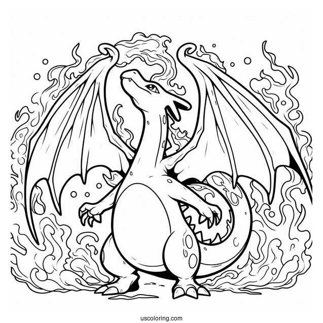 Fire Themed Charizard Pokemon To Color