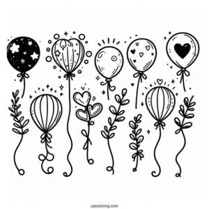 Assorted Balloons To Color For Kids
