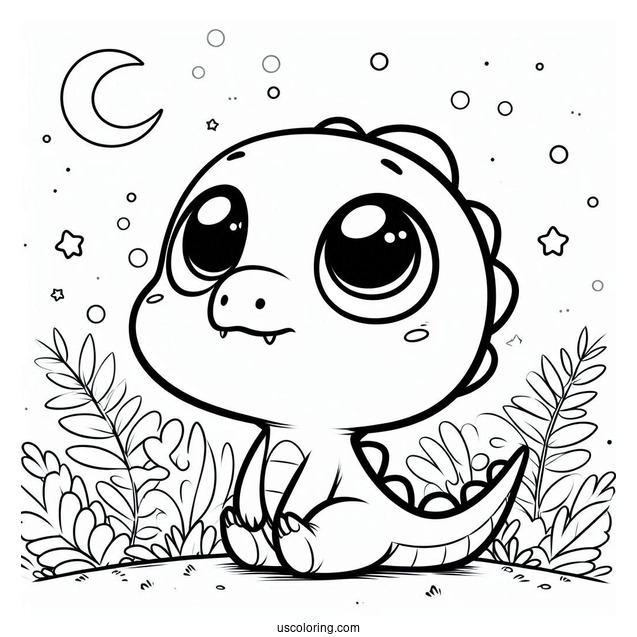 Cute Minmi Dinosaur Coloring Page Of Looking Up
