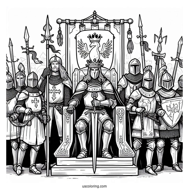 Coloring Page Of King Arthur And Knights Of The Round Table