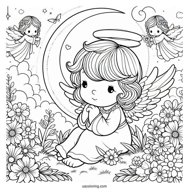 Precious Moments Coloring Page Angels Painting For Kids