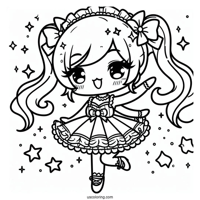 Kawaii Girl Dancing In A Fancy Costume