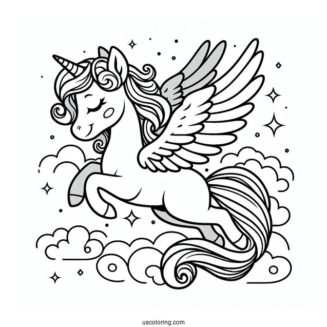 Simple Cute Pegasus Coloring Page For Kids