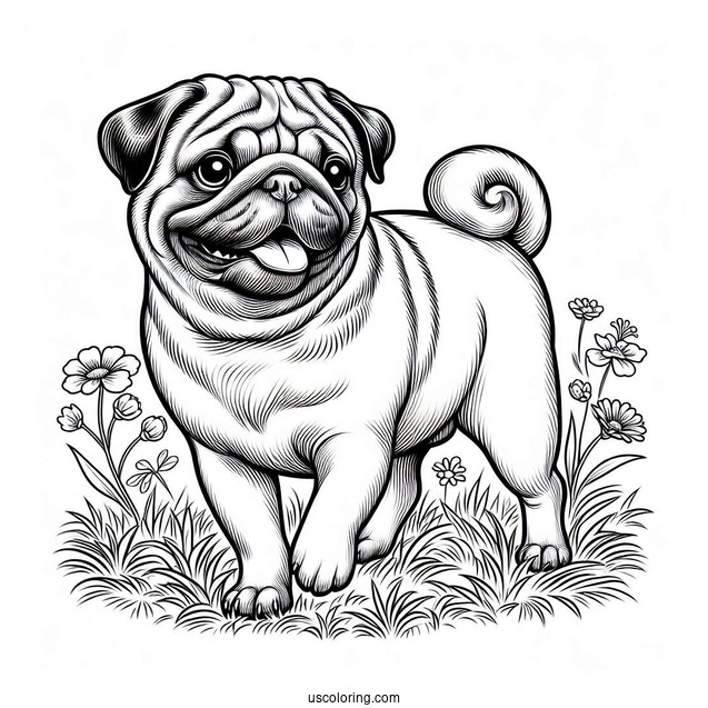 Adult Pug Walking On Grass