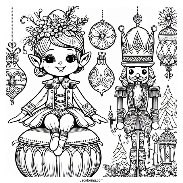 Elf Nutcracker Coloring Page