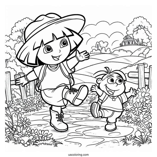Dora And Boots Dancing On a Path