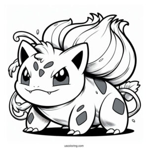Bulbasaur Coloring Page In Battle Mode