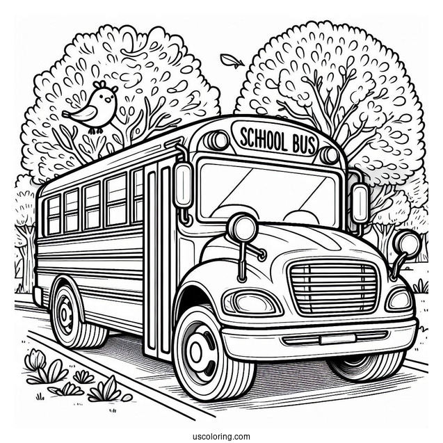 Modern School Bus Coloring Page