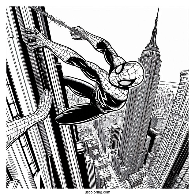 Spider-Man Scaling Skyscraper Coloring Page