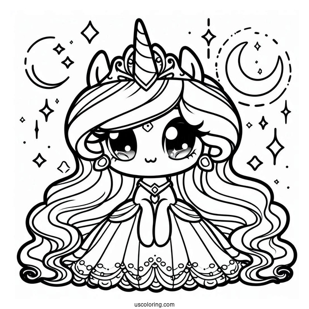 Chibi Princess Celestia Coloring Page For Kids
